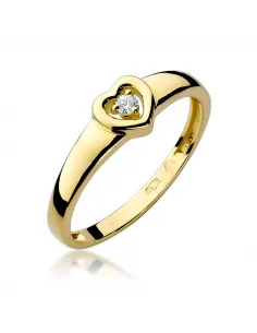 Pierścionek z brylantem 0,04ct - serce