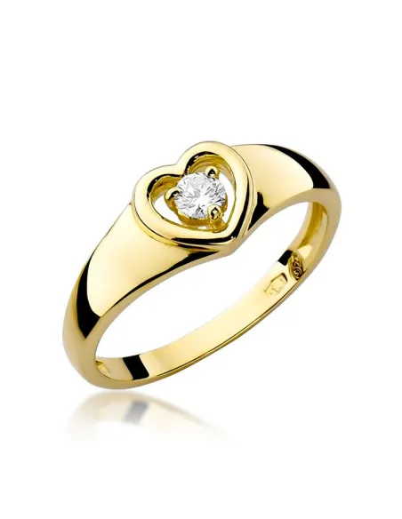 Pierścionek z brylantem 0,10ct - serce