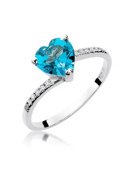 Pierścionek z brylantem serce - topaz 1,20ct
