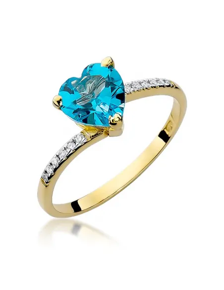 Pierścionek z brylantem serce - topaz 1,20ct