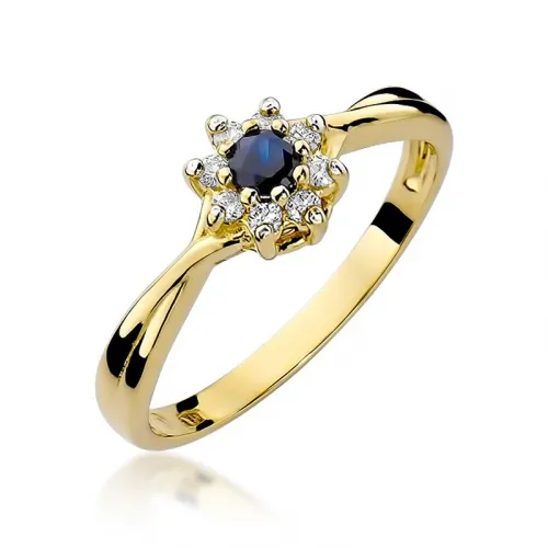 Pierścionek z brylantem - szafir 0,15ct