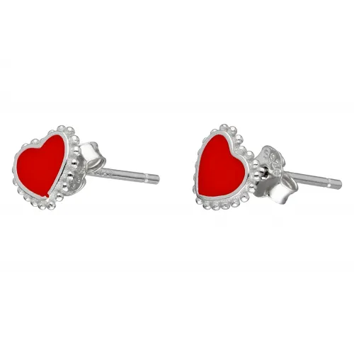 Srebrne kolczyki dziecięce - serca