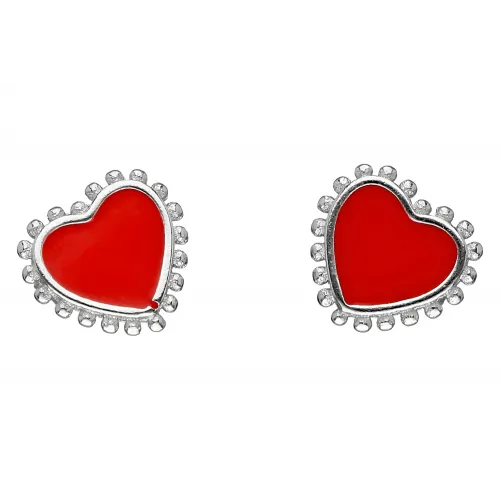 Srebrne kolczyki dziecięce - serca