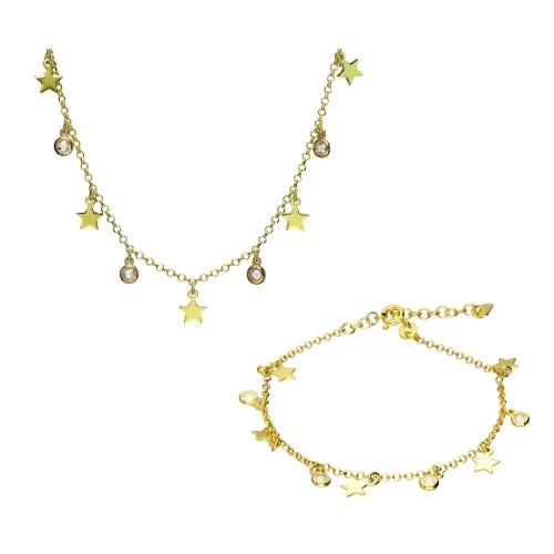 Pozłacany komplet - naszyjnik + bransoletka