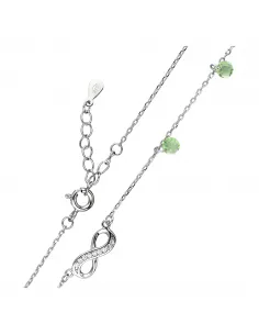Srebrny naszyjnik - nieskończoność z zielonymi cyrkoniami 2