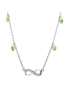 Srebrny naszyjnik - nieskończoność z zielonymi cyrkoniami