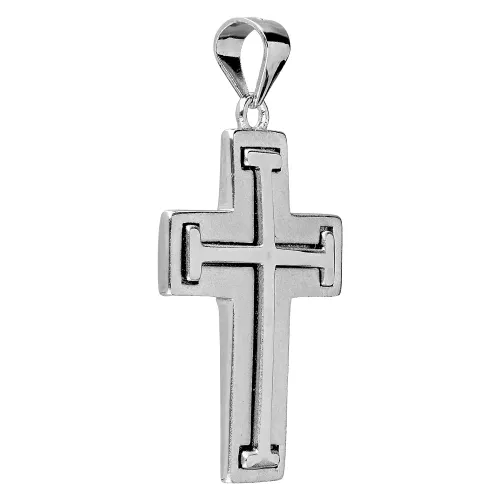 Srebrna zawieszka krzyżyk z matowymi elementami