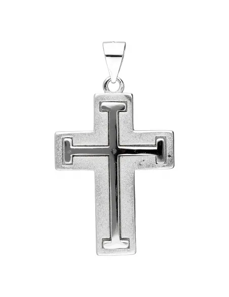 Srebrna zawieszka krzyżyk z matowymi elementami