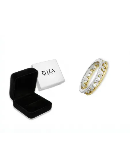 Srebrny pierścionek dwukolorowy z cyrkoniami