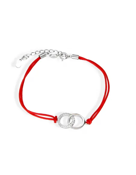 Srebrna Bransoletka Na Sznurku - Połączone Kółka