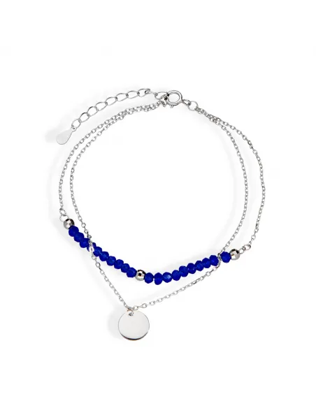 Srebrna bransoletka z Niebieskimi cyrkoniami - blaszka