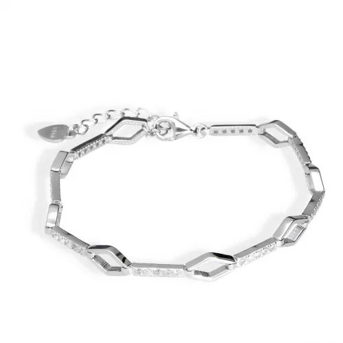 Srebrna Bransoletka Z Cyrkoniami