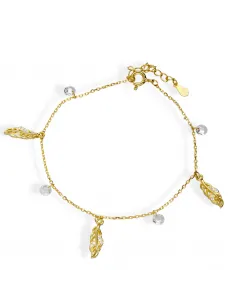 Srebrna Bransoletka Pozłacana - Piórko