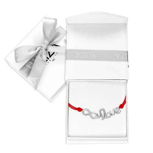 Srebrna Bransoletka Na Sznurku - Love I Nieskończoność