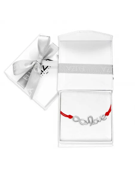 Srebrna Bransoletka Na Sznurku - Love I Nieskończoność