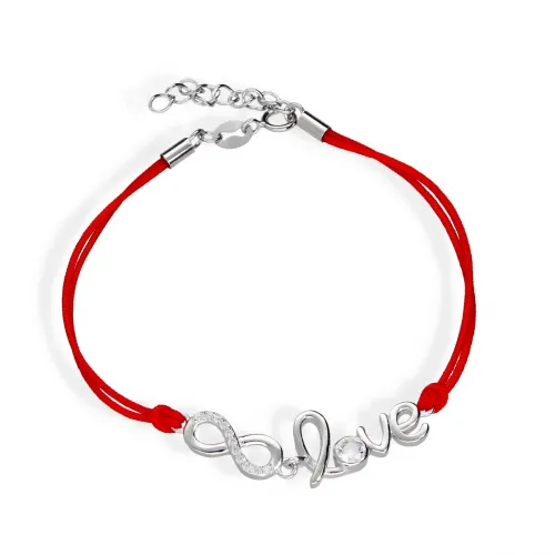 Srebrna Bransoletka Na Sznurku - Love I Nieskończoność