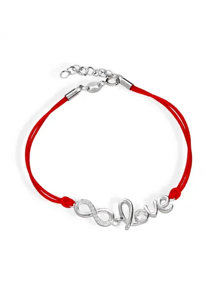 Srebrna Bransoletka Na Sznurku - Love I Nieskończoność