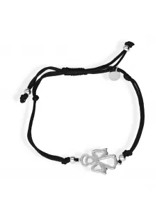 Srebrna Bransoletka Na Sznurku - Aniołek