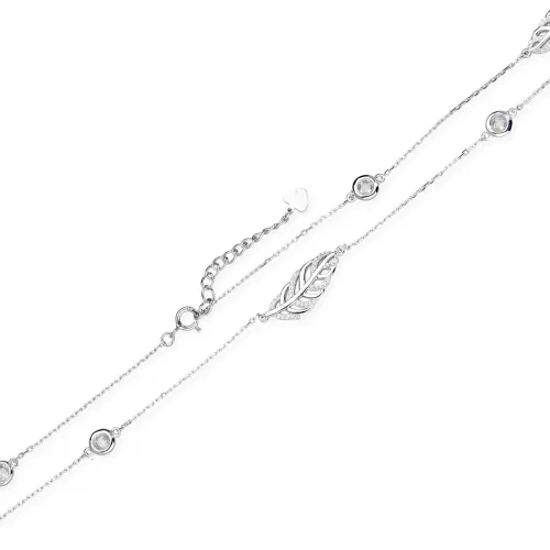 Srebrny naszyjnik -Listek i cyrkonia