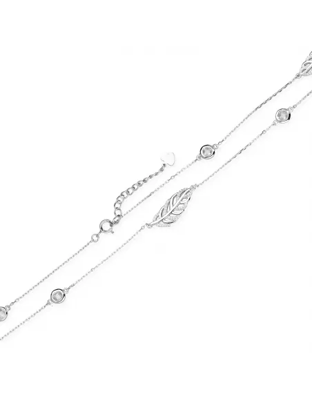 Srebrny naszyjnik -Listek i cyrkonia