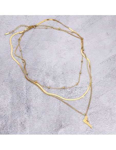 Naszyjnik STAL CHIRURGICZNA Potrójny Pistolet