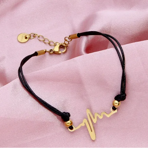 STAL CHIRURGICZNA Podwójna Bransoletka Na Sznurku-Linia Życia