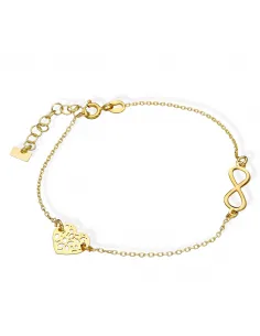 Srebrna Bransoletka Pozłacana AŻUR SERCE NIESKOŃCZONOŚĆ