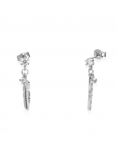 Srebrne Kolczyki Wiszące - Piórka