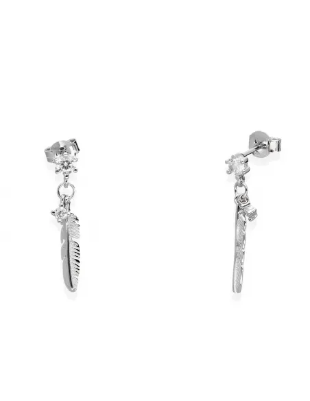 Srebrne Kolczyki Wiszące - Piórka