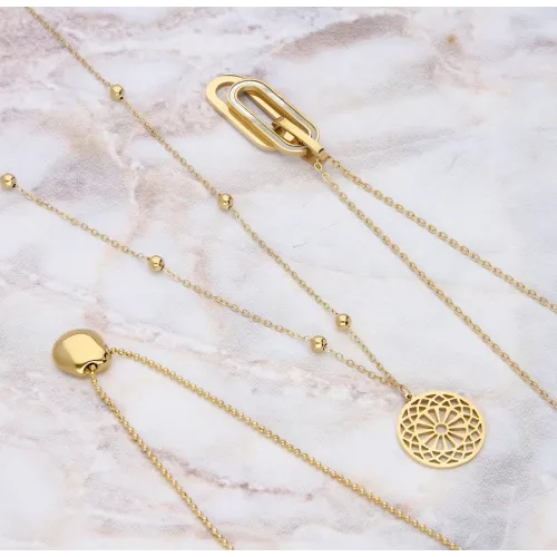 Naszyjnik STAL CHIRURGICZNA Z masą Perłową