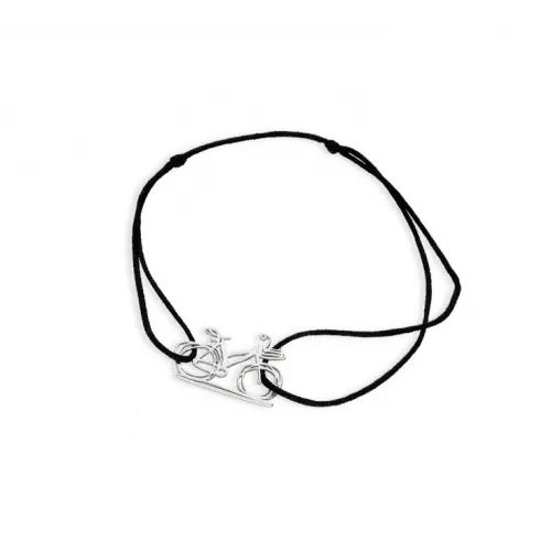 Srebrna Bransoletka Na Sznurku - Rower
