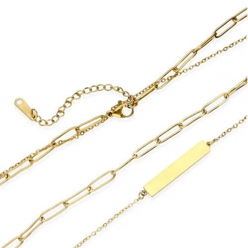 Naszyjnik STAL CHIRURGICZNA Podwójny Z Blaszką