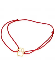 Pozłacana Bransoletka Na Sznurku - Łapka Psa/Kota