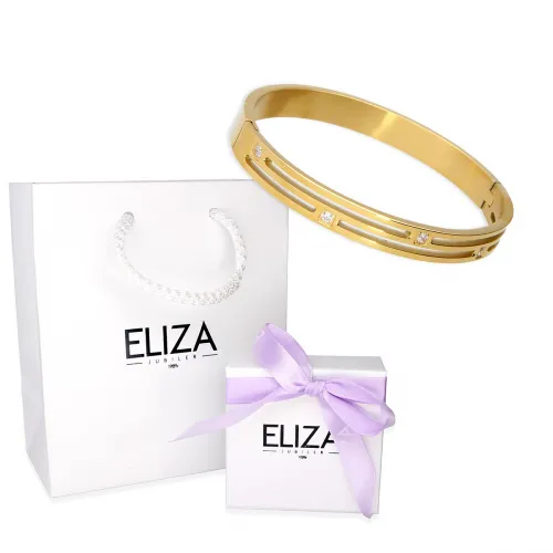 Sztywna Bransoletka STAL CHIRURGICZNA Ażurowa Z Cyrkoniami