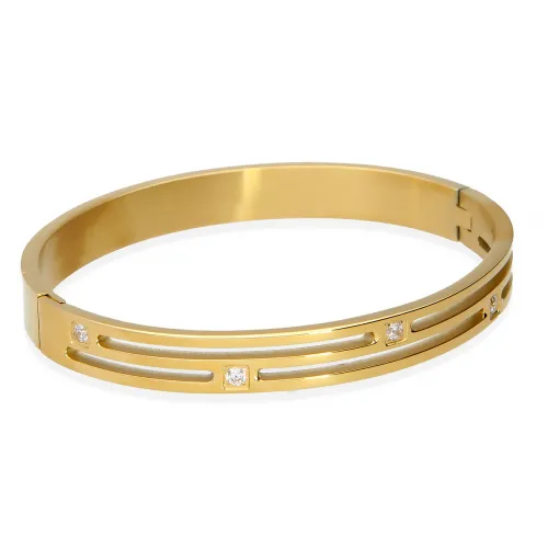 Sztywna Bransoletka STAL CHIRURGICZNA Ażurowa Z Cyrkoniami