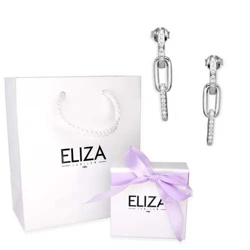 Srebrne Kolczyki Wiszące Cyrkonie