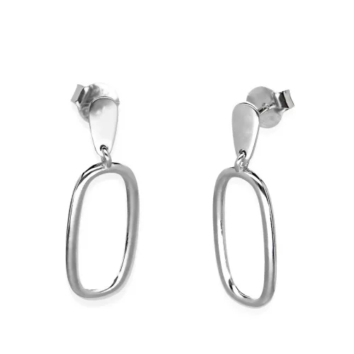 Srebrne Kolczyki Wiszące Owalne