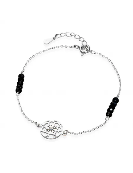 Srebrna Bransoletka Ażurowa Blaszka Z Cyrkoniami