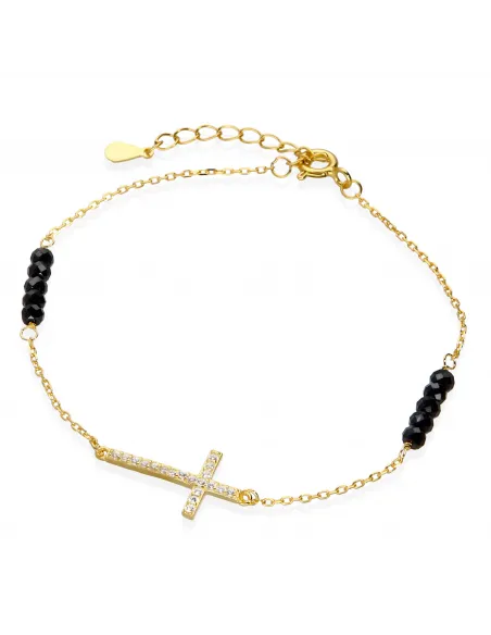 Pozłacana Bransoletka Krzyżyk Z Cyrkoniami