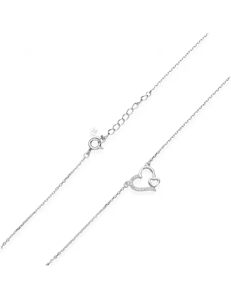 Srebrny Naszyjnik - Dwa Serca