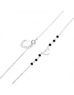 Srebrny Naszyjnik - Serce Z Koralikami 2