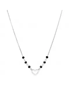 Srebrny Naszyjnik - Serce Z Koralikami