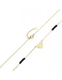 Srebrny Naszyjnik Z Czarnymi Koralikami - Ażurowe Serce 2