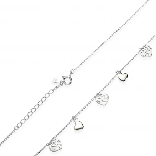 Srebrny Naszyjnik Z Serduszkami