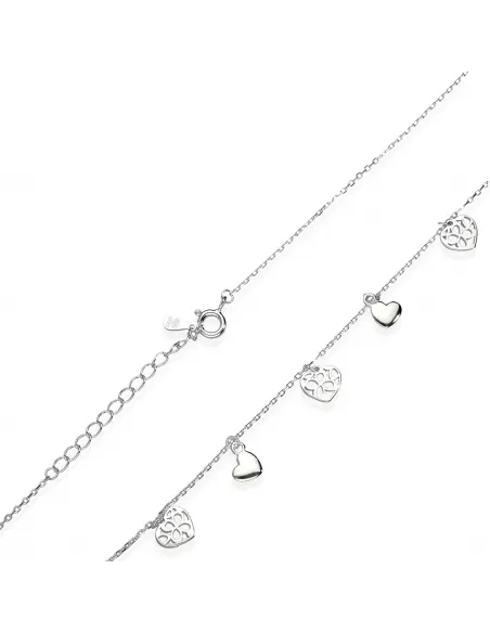 Srebrny Naszyjnik Z Serduszkami