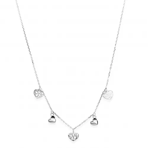 Srebrny Naszyjnik Z Serduszkami