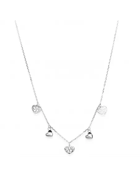 Srebrny Naszyjnik Z Serduszkami