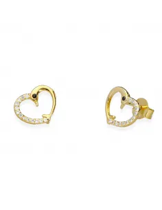 Pozłacane Kolczyki - Delfinek Serce