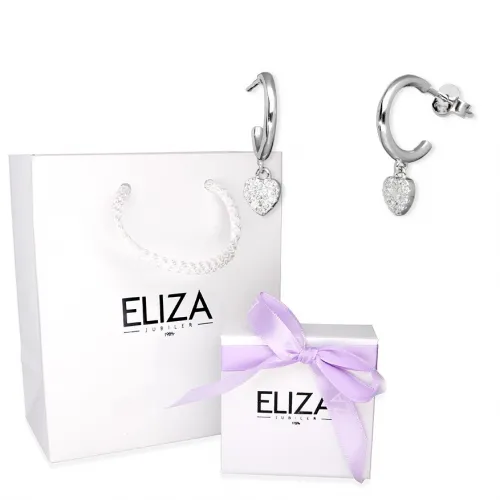 Srebrne Kolczyki Wiszące Serduszko