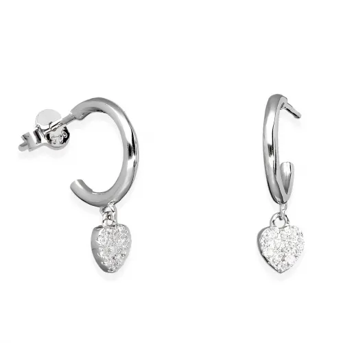 Srebrne Kolczyki Wiszące Serduszko